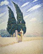 Paul Signac two cypresses mistral oil